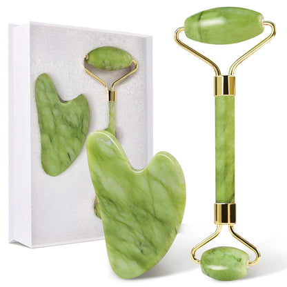 Jade Roller & Gua Sha Set - Facial Massage Tools