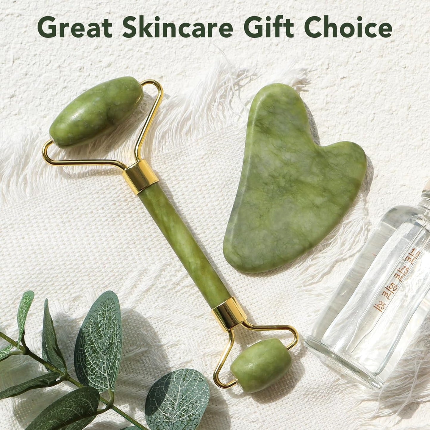 Jade Roller & Gua Sha Set - Facial Massage Tools