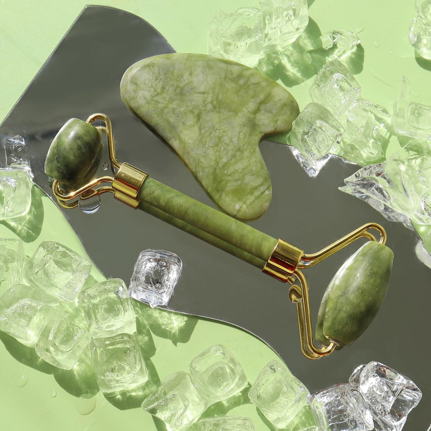 Jade Roller & Gua Sha Set - Facial Massage Tools