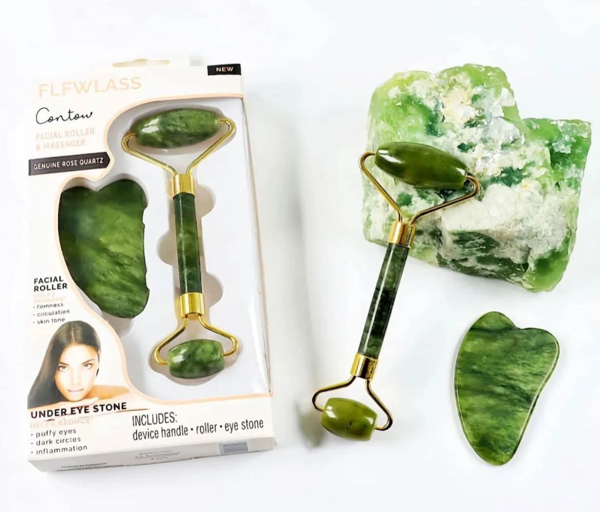 Jade Roller & Gua Sha Set - Facial Massage Tools