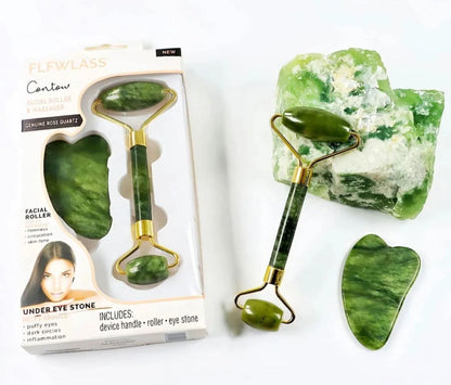 Jade Roller & Gua Sha Set - Facial Massage Tools